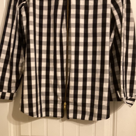 Women's Black and White Checkered caped Jacket - Picture 8 of 14